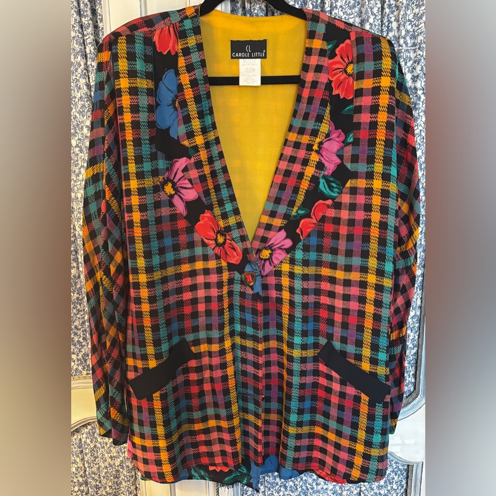 Vintage Carole Little Yellow Blazer with Black Accents